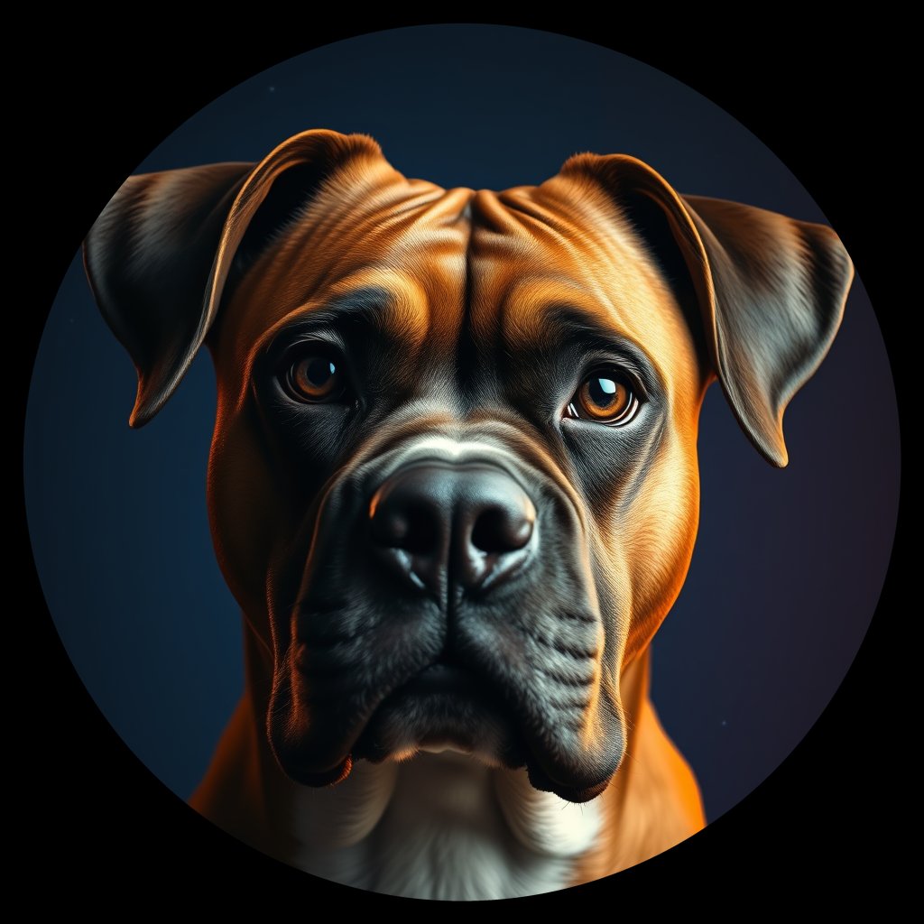 Cosmic medallion portrait of PFZ40F04_PFZ40F04, a Boxer