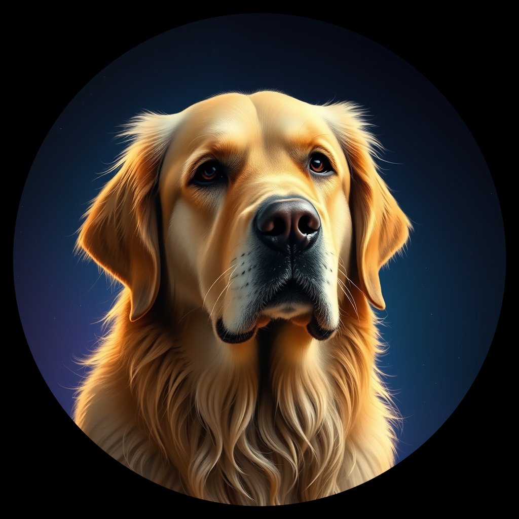 Cosmic medallion portrait of PFZ40F06_PFZ40F06, a Golden Retriever