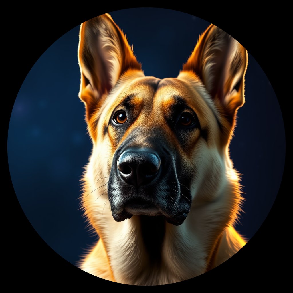 Cosmic medallion portrait of PFZ40F07_PFZ40F07, a German Shepherd