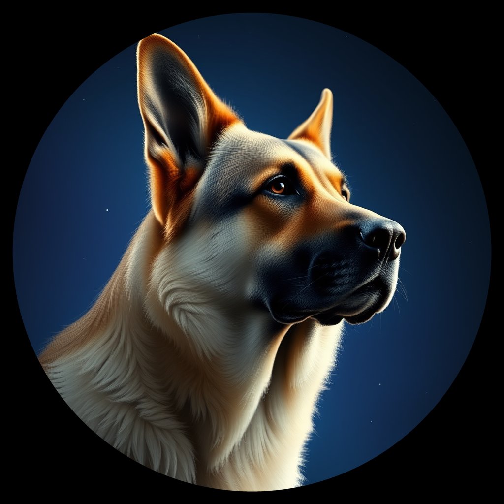 Cosmic medallion portrait of PFZ40F09_PFZ40F09, a German Shepherd