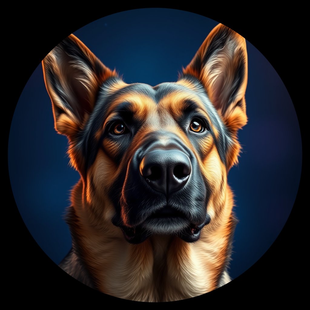 Cosmic medallion portrait of PFZ40F11_PFZ40F11, a German Shepherd