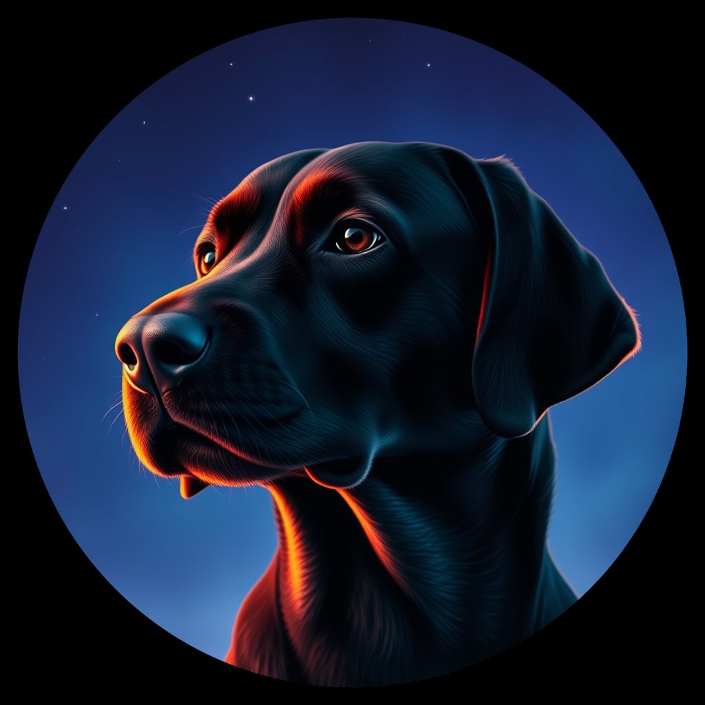 Cosmic medallion portrait of PFZ40G01_PFZ40G01, a Labrador Retriever