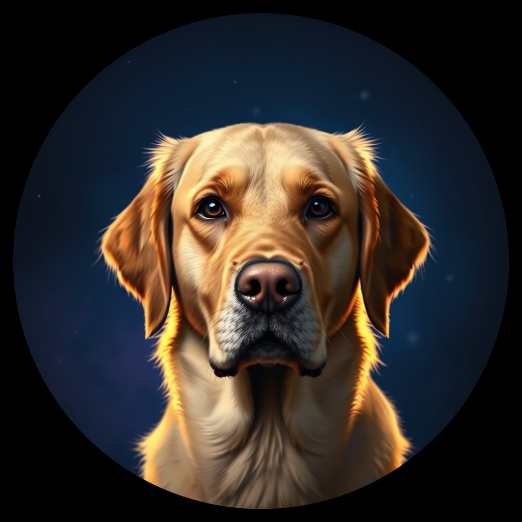 Cosmic medallion portrait of PFZ40G05_PFZ40G05, a Golden Retriever