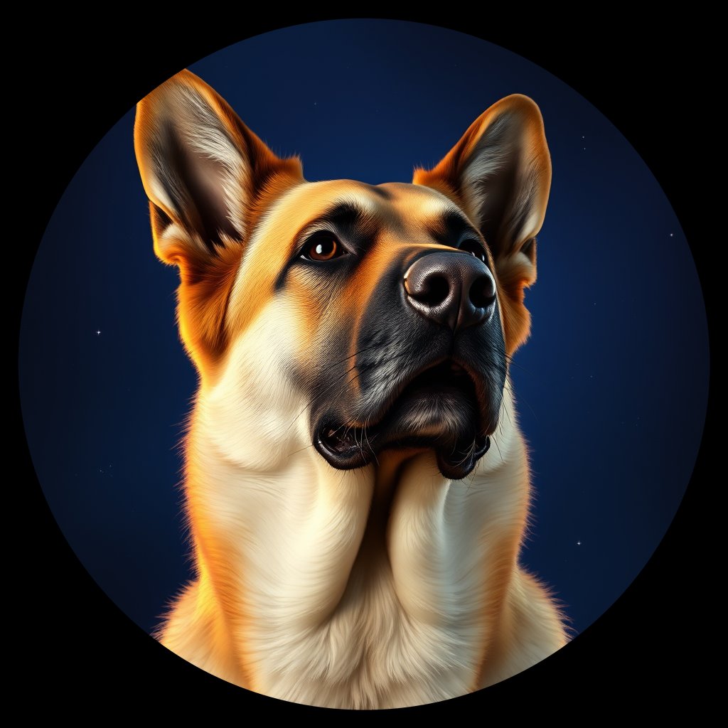 Cosmic medallion portrait of PFZ40G08_PFZ40G08, a German Shepherd