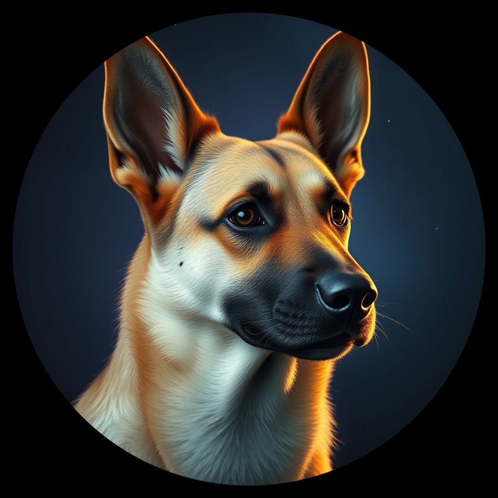 Cosmic medallion portrait of PFZ40G09_PFZ40G09, a German Shepherd