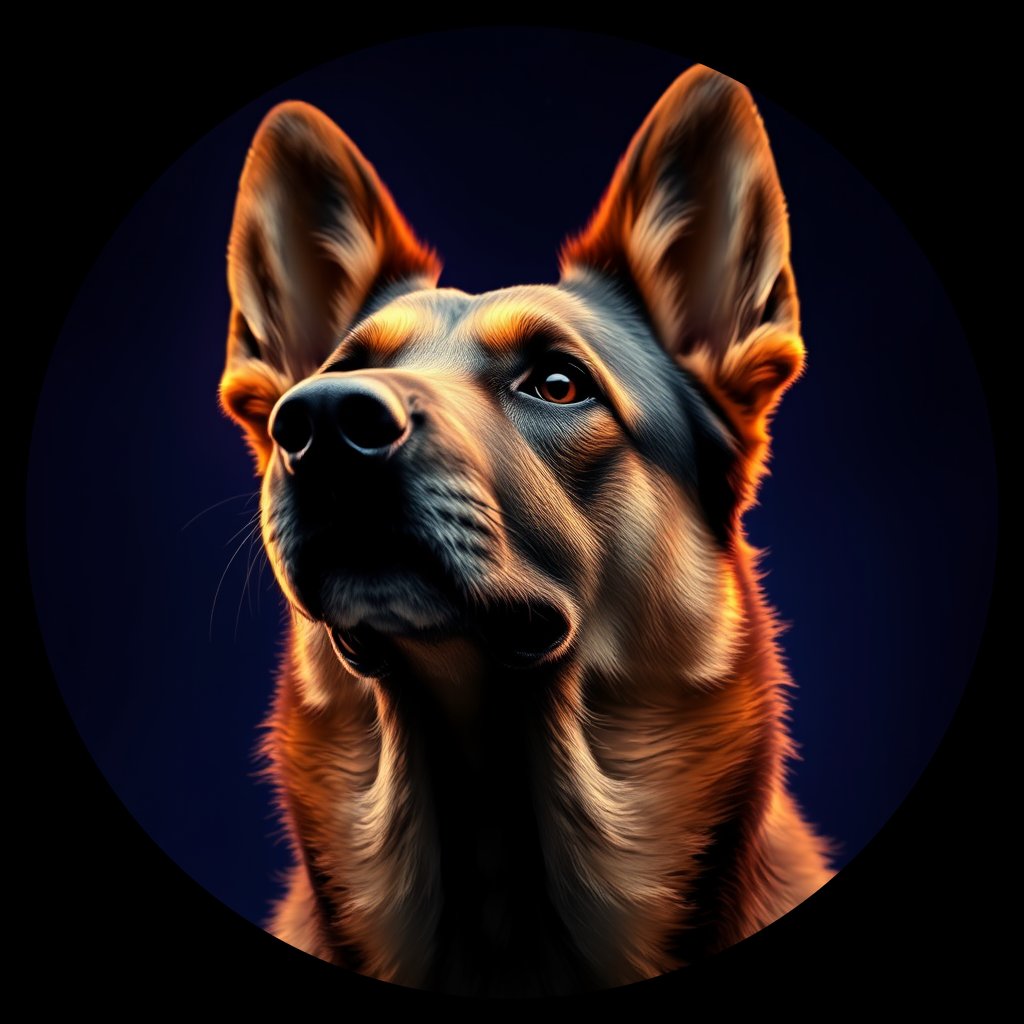 Cosmic medallion portrait of PFZ40G10_PFZ40G10, a German Shepherd