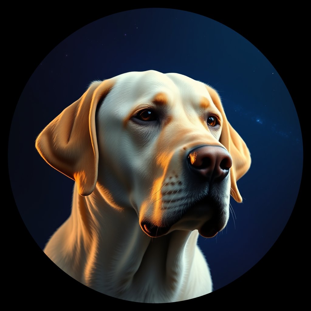 Cosmic medallion portrait of PFZ40H01_PFZ40H01, a Labrador Retriever