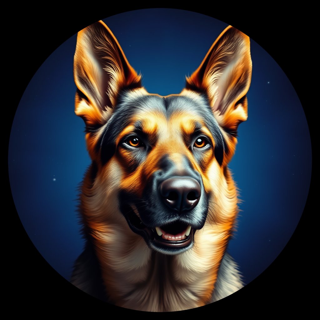 Cosmic medallion portrait of PFZ40H07_PFZ40H07, a German Shepherd
