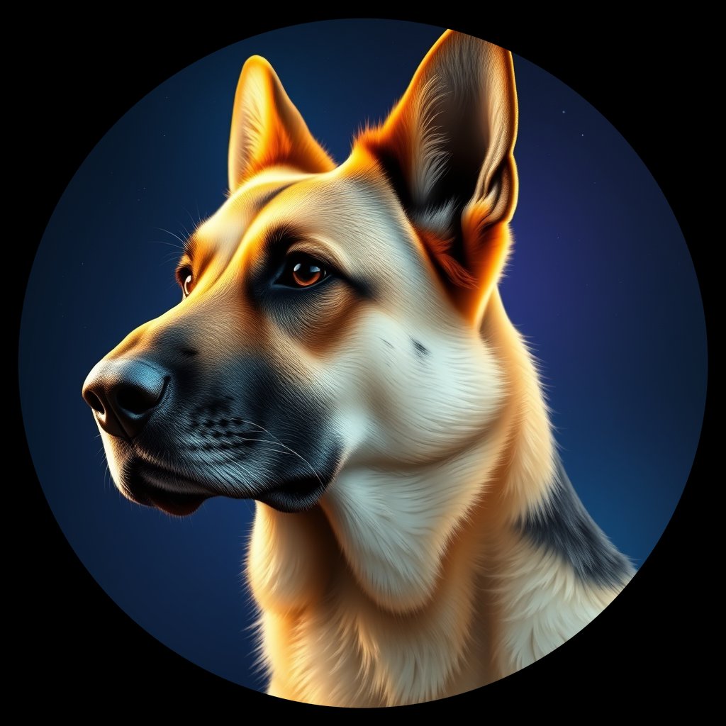 Cosmic medallion portrait of PFZ40H09_PFZ40H09, a German Shepherd