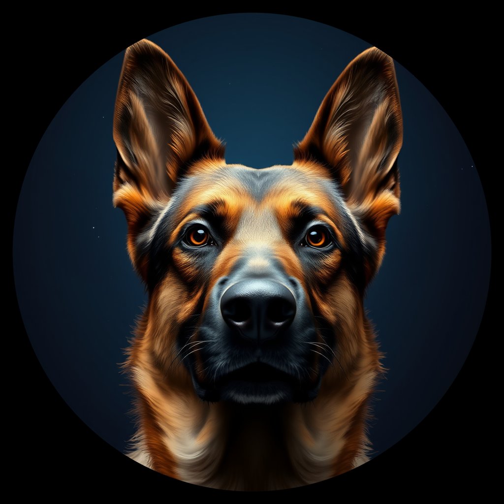 Cosmic medallion portrait of PFZ40H10_PFZ40H10, a German Shepherd