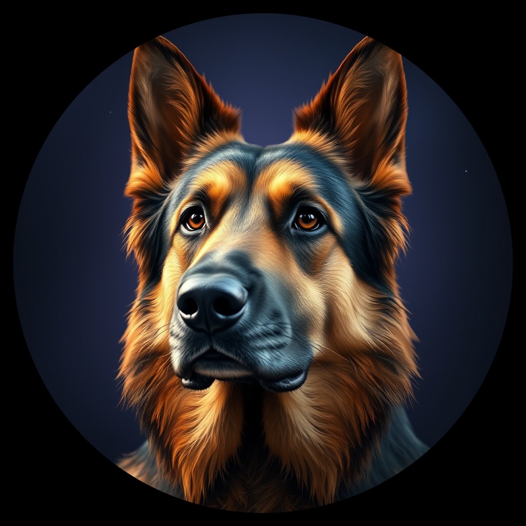 Cosmic medallion portrait of PFZ40H11_PFZ40H11, a German Shepherd
