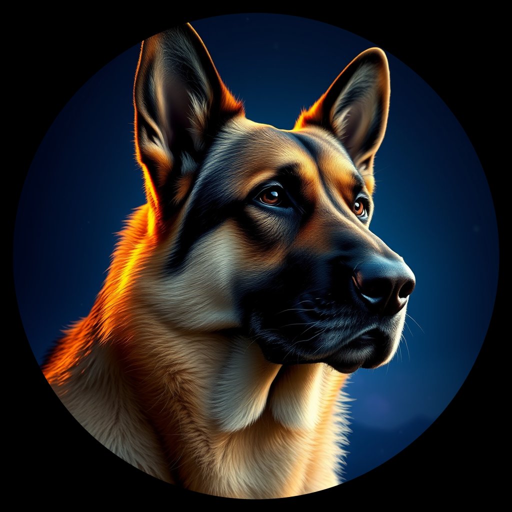 Cosmic medallion portrait of PFZ40H12_PFZ40H12, a German Shepherd