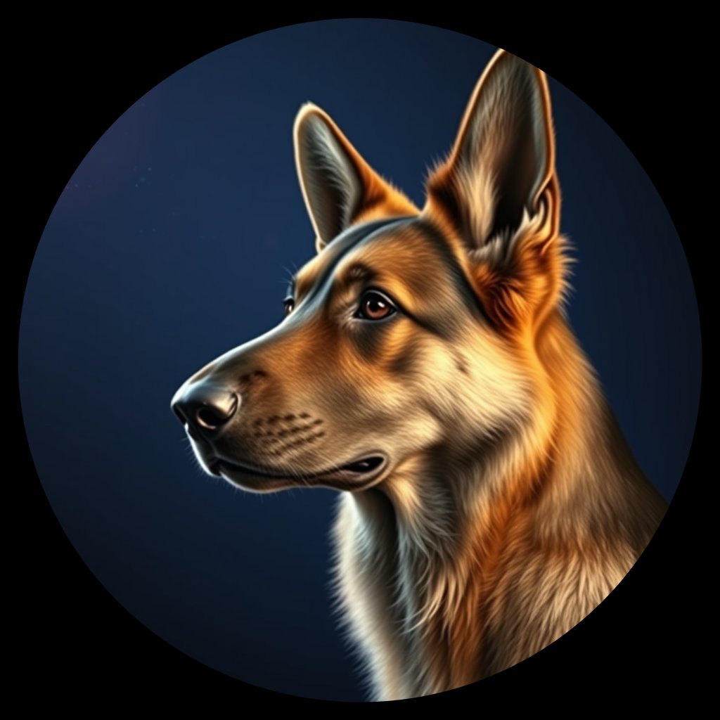 Cosmic medallion portrait of PFZ41A04_PFZ41A04, a German Shepherd