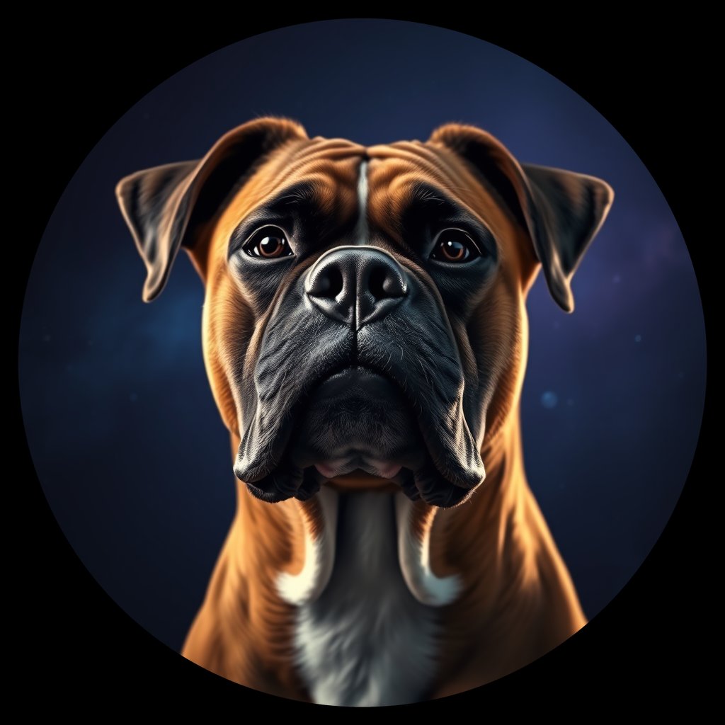 Cosmic medallion portrait of PFZ41A06_PFZ41A06, a Boxer