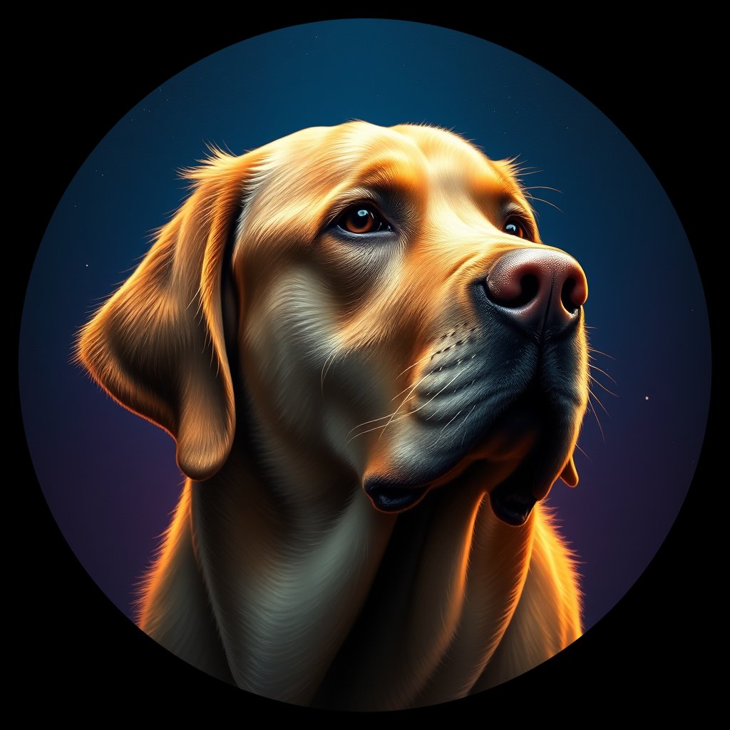 Cosmic medallion portrait of PFZ41A08_PFZ41A08, a Labrador Retriever
