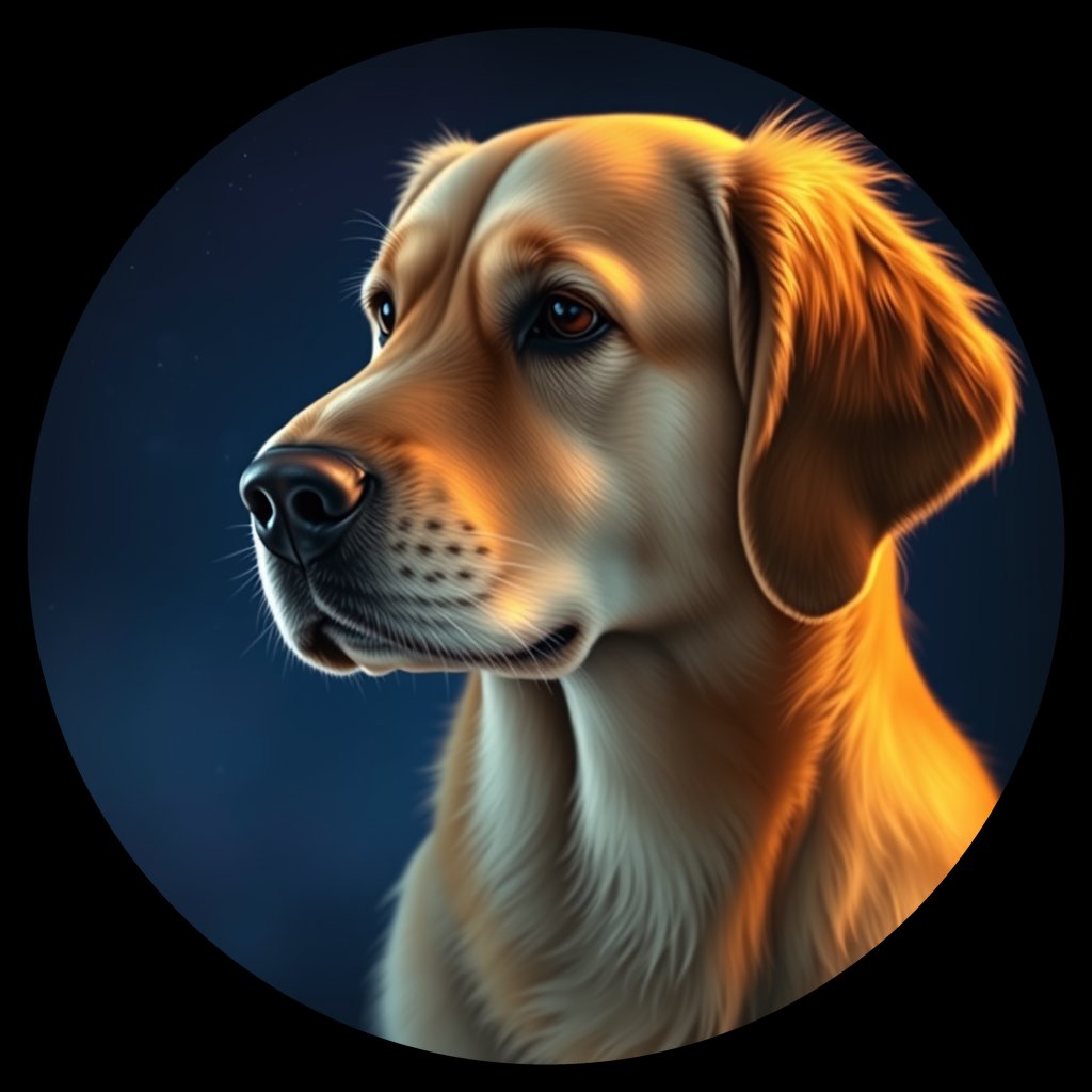 Cosmic medallion portrait of PFZ41A09_PFZ41A09, a Golden Retriever