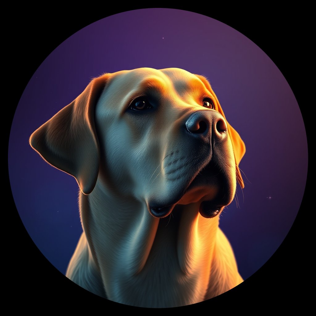 Cosmic medallion portrait of PFZ41A10_PFZ41A10, a Labrador Retriever