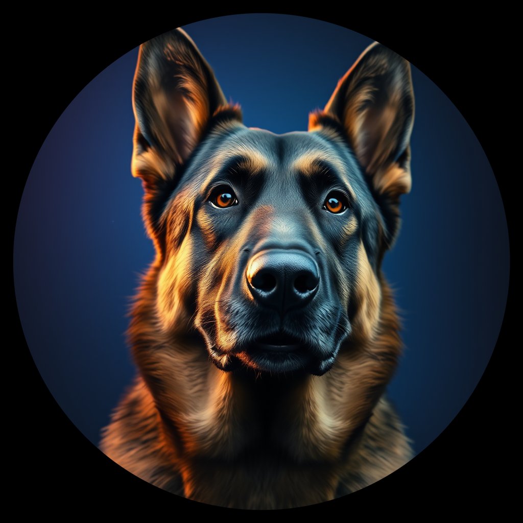 Cosmic medallion portrait of PFZ41B01_PFZ41B01, a German Shepherd