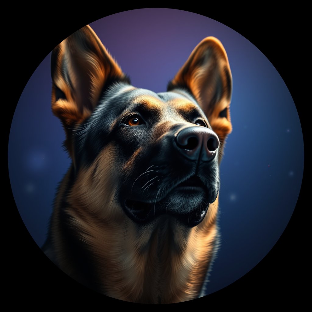 Cosmic medallion portrait of PFZ41B03_PFZ41B03, a German Shepherd