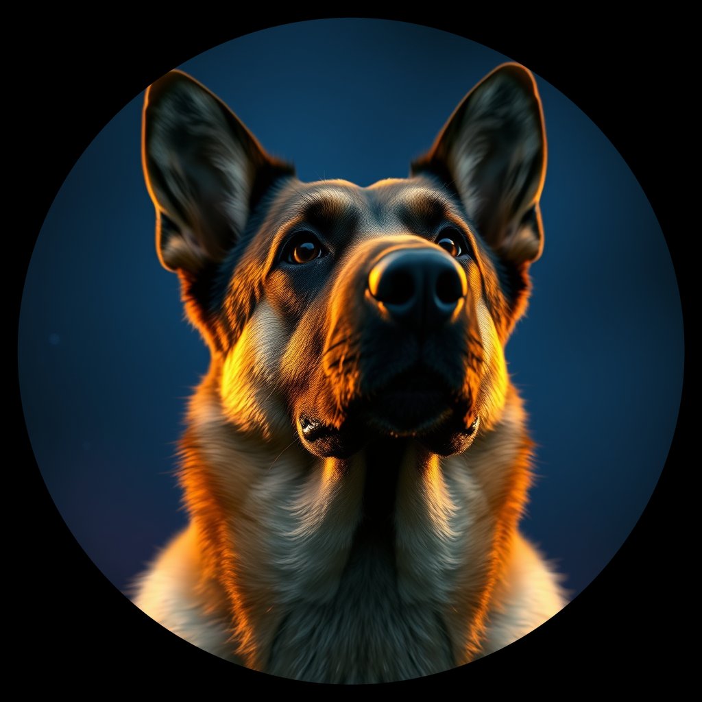 Cosmic medallion portrait of PFZ41B04_PFZ41B04, a German Shepherd
