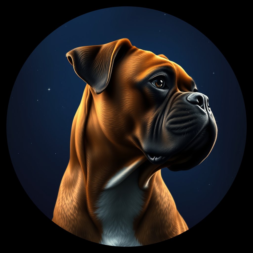 Cosmic medallion portrait of PFZ41B06_PFZ41B06, a Boxer