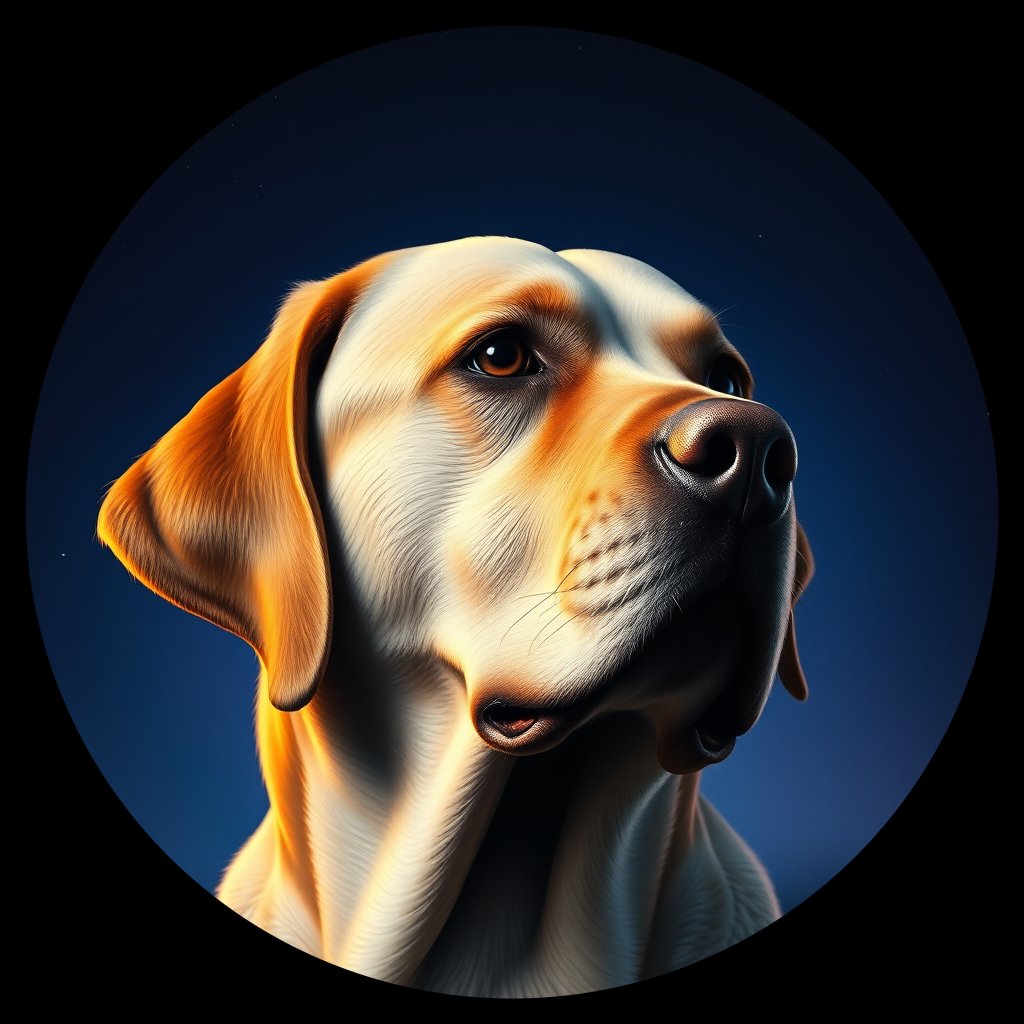 Cosmic medallion portrait of PFZ41B09_PFZ41B09, a Labrador Retriever