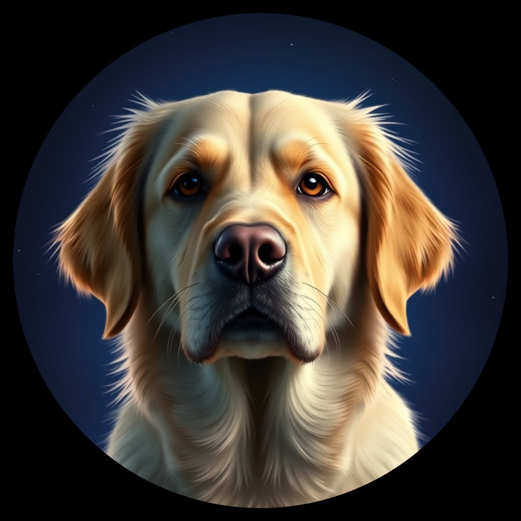 Cosmic medallion portrait of PFZ41B10_PFZ41B10, a Golden Retriever
