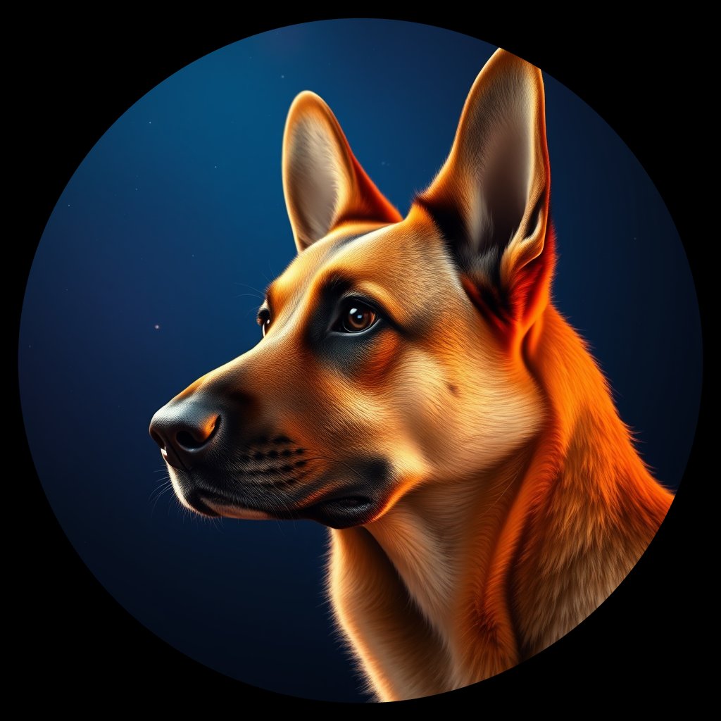 Cosmic medallion portrait of PFZ41B11_PFZ41B11, a German Shepherd