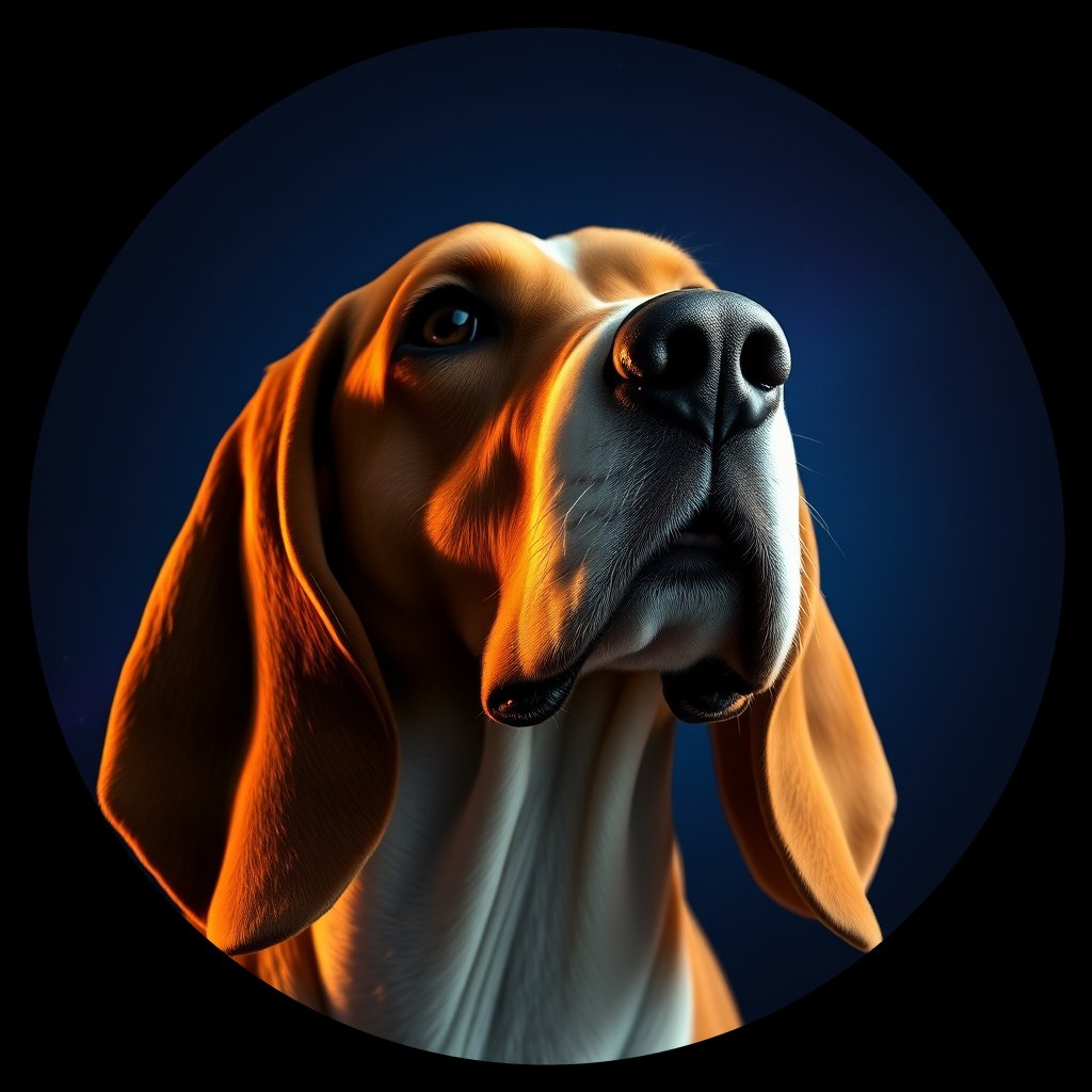 Cosmic medallion portrait of PFZ41B12_PFZ41B12, a Basset Hound