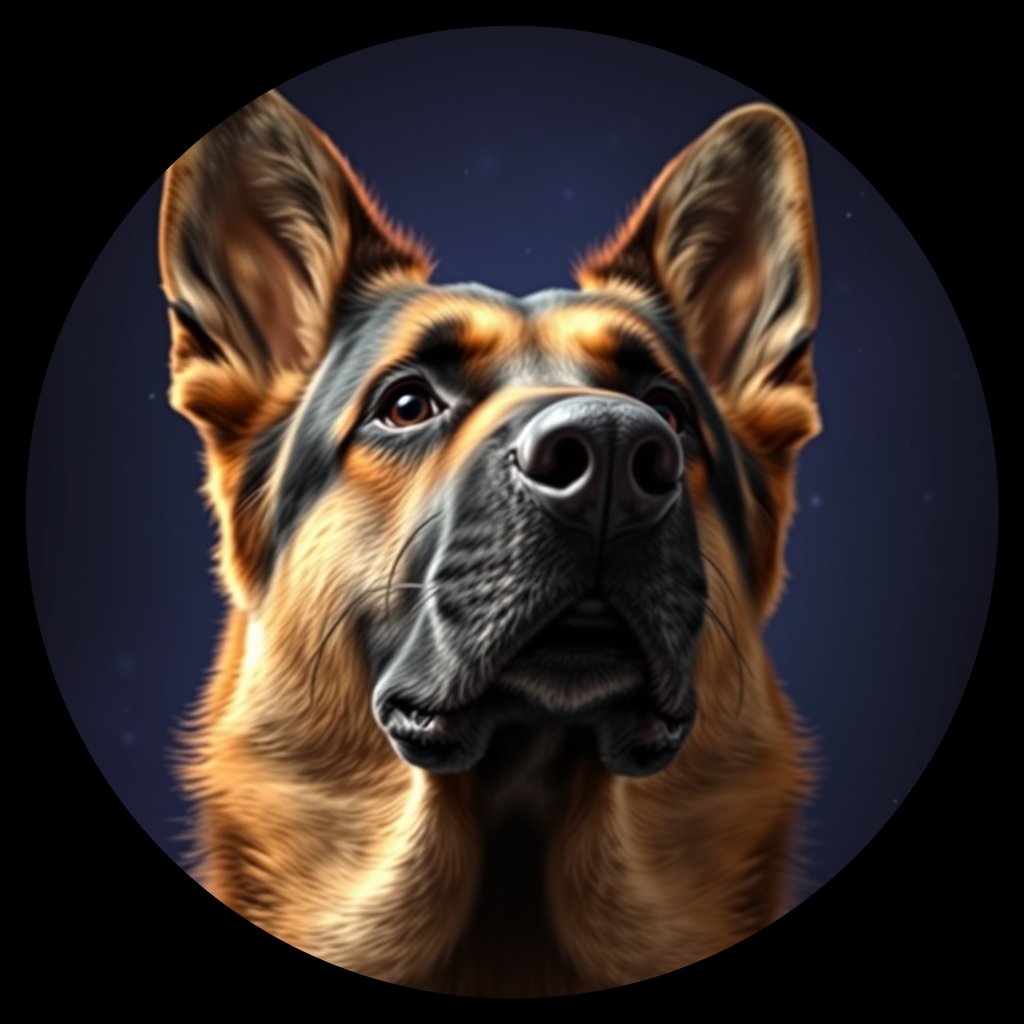 Cosmic medallion portrait of PFZ41C01_PFZ41C01, a German Shepherd