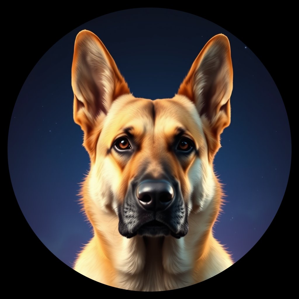 Cosmic medallion portrait of PFZ41C02_PFZ41C02, a German Shepherd