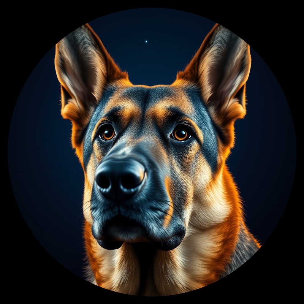 Cosmic medallion portrait of PFZ41C03_PFZ41C03, a German Shepherd