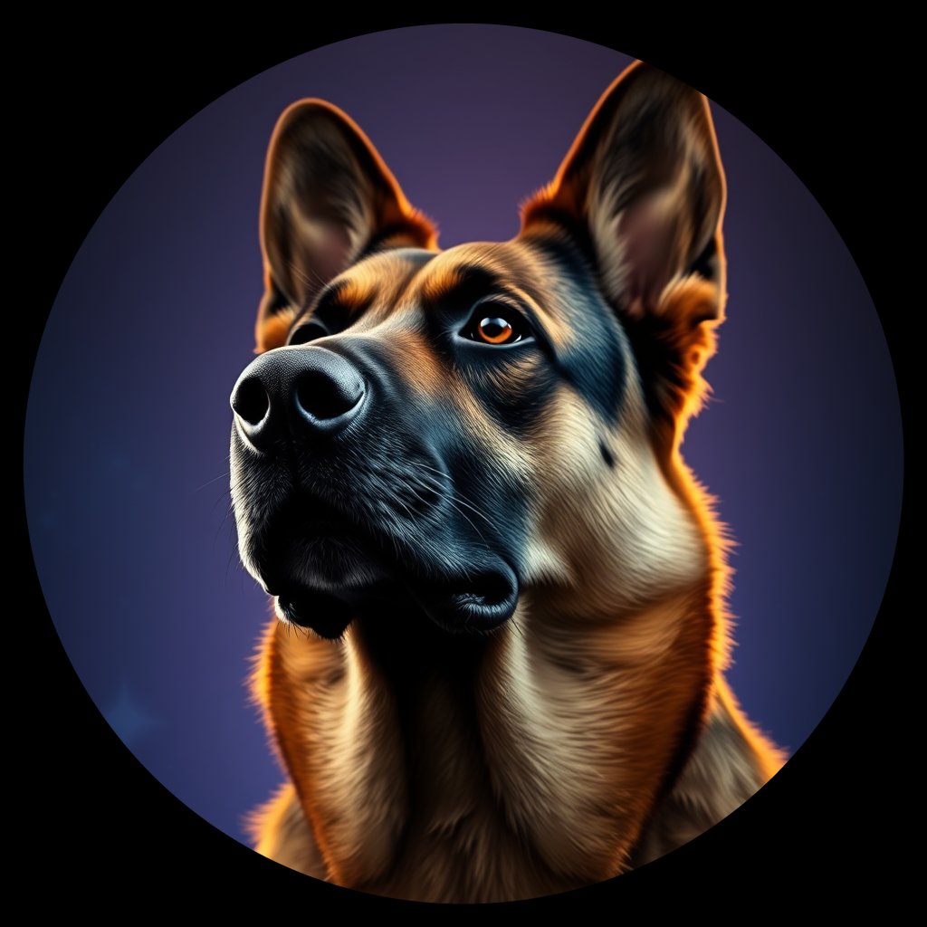 Cosmic medallion portrait of PFZ41C04_PFZ41C04, a German Shepherd
