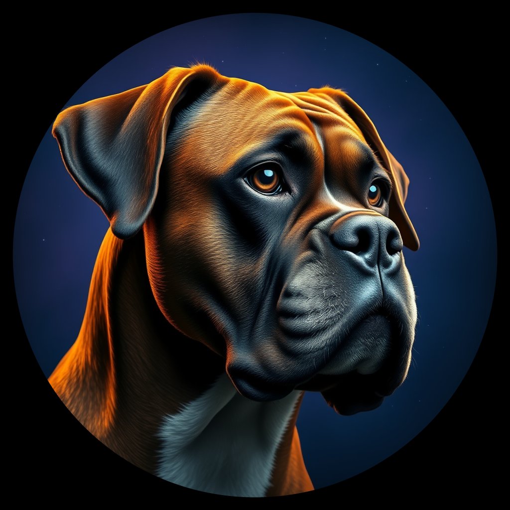 Cosmic medallion portrait of PFZ41C05_PFZ41C05, a Boxer