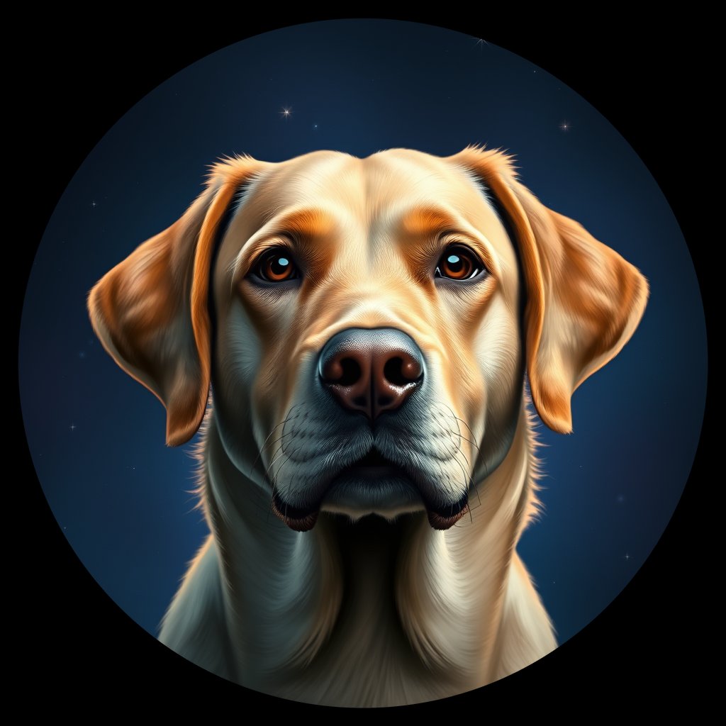 Cosmic medallion portrait of PFZ41C07_PFZ41C07, a Labrador Retriever