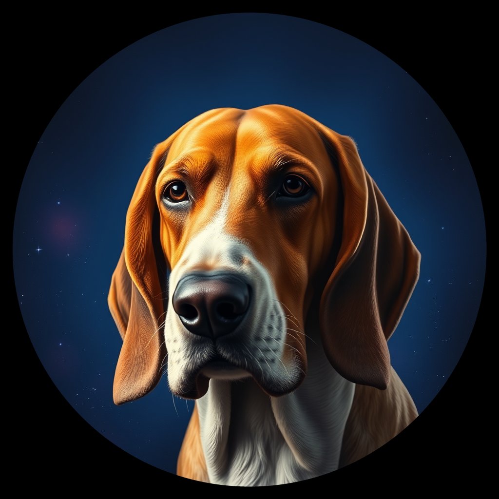 Cosmic medallion portrait of PFZ41C09_PFZ41C09, a Basset Hound