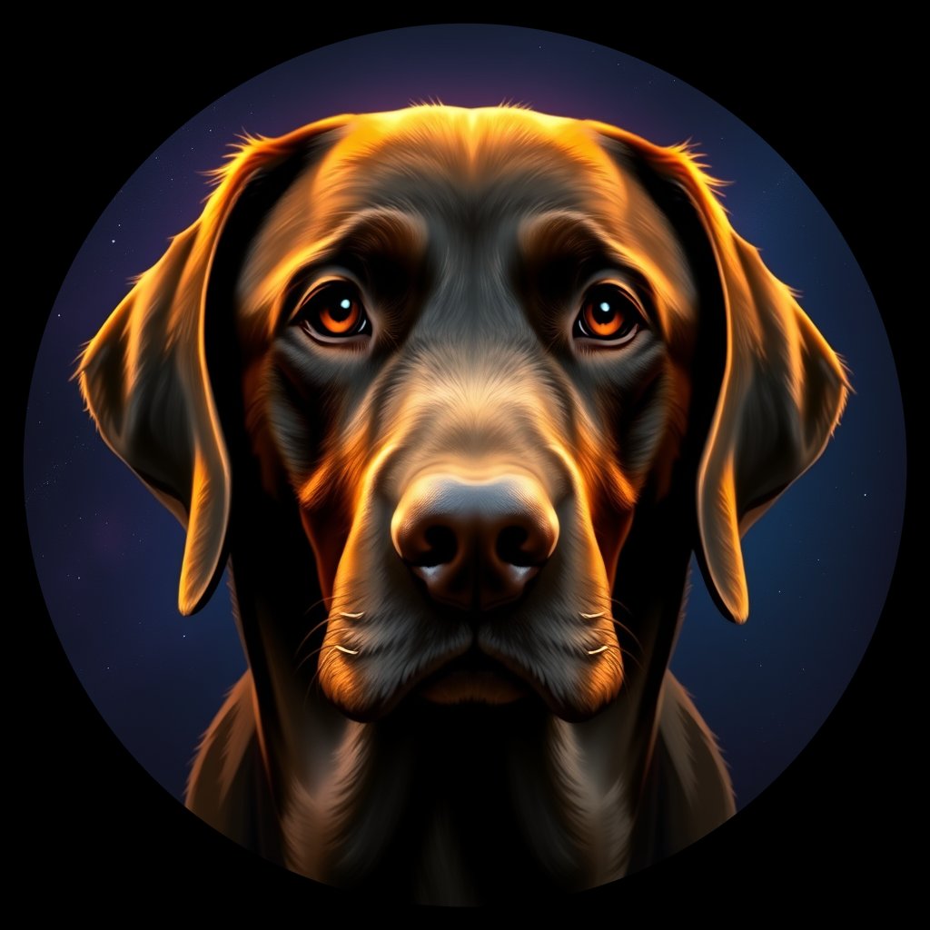 Cosmic medallion portrait of PFZ41C10_PFZ41C10, a Labrador Retriever