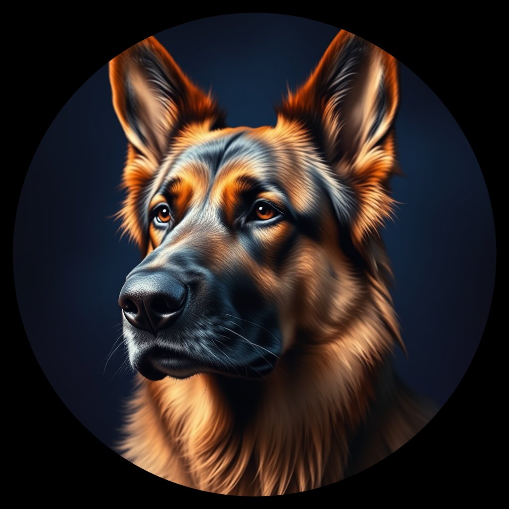 Cosmic medallion portrait of PFZ41D03_PFZ41D03, a German Shepherd