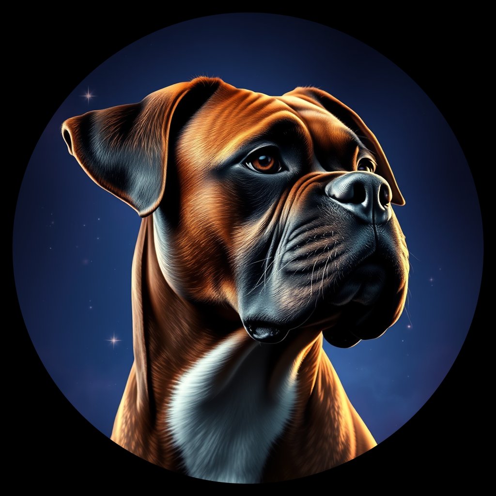 Cosmic medallion portrait of PFZ41D04_PFZ41D04, a Boxer