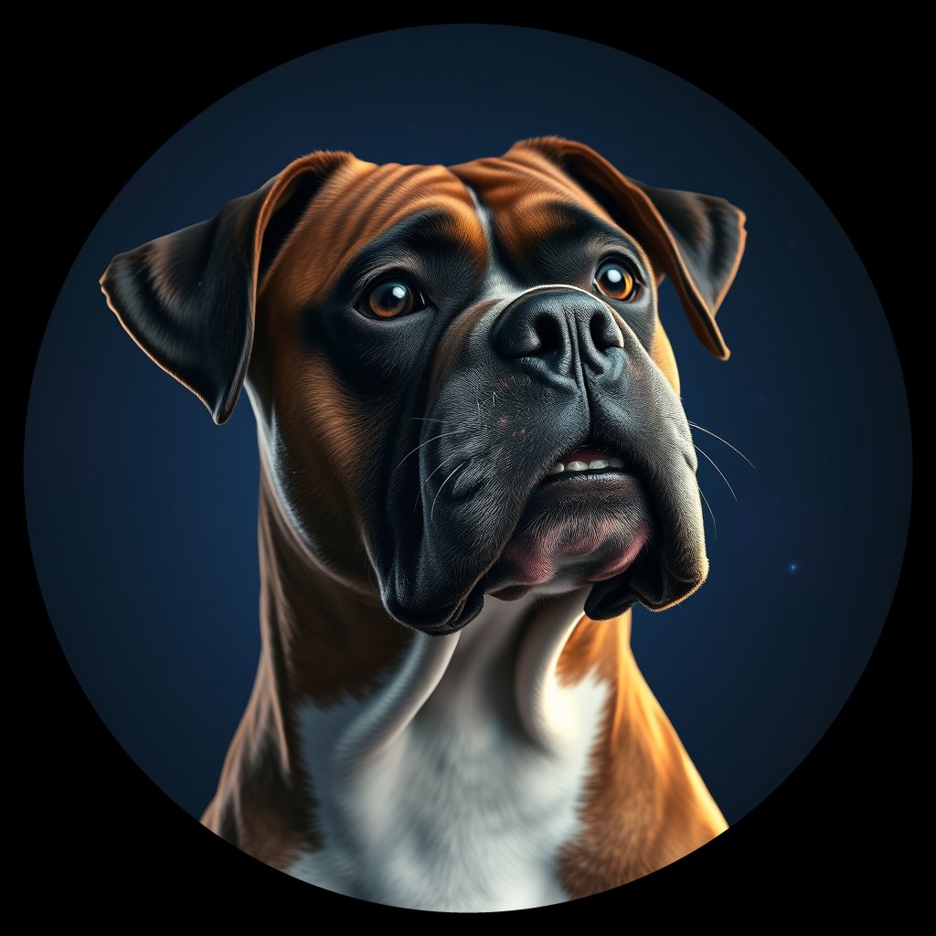 Cosmic medallion portrait of PFZ41D06_PFZ41D06, a Boxer