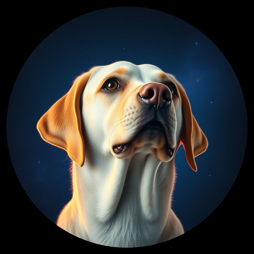 Cosmic medallion portrait of PFZ41D07_PFZ41D07, a Labrador Retriever