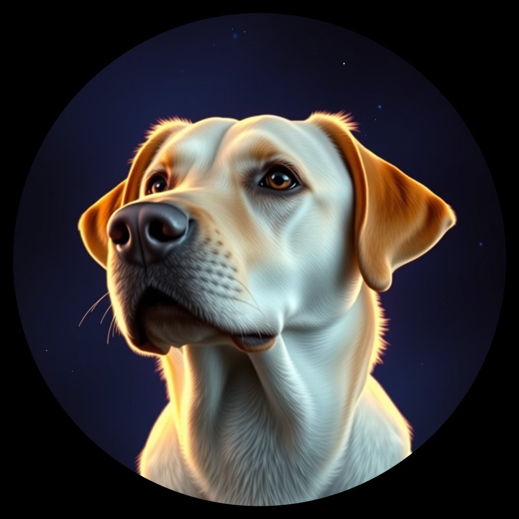 Cosmic medallion portrait of PFZ41D08_PFZ41D08, a Labrador Retriever