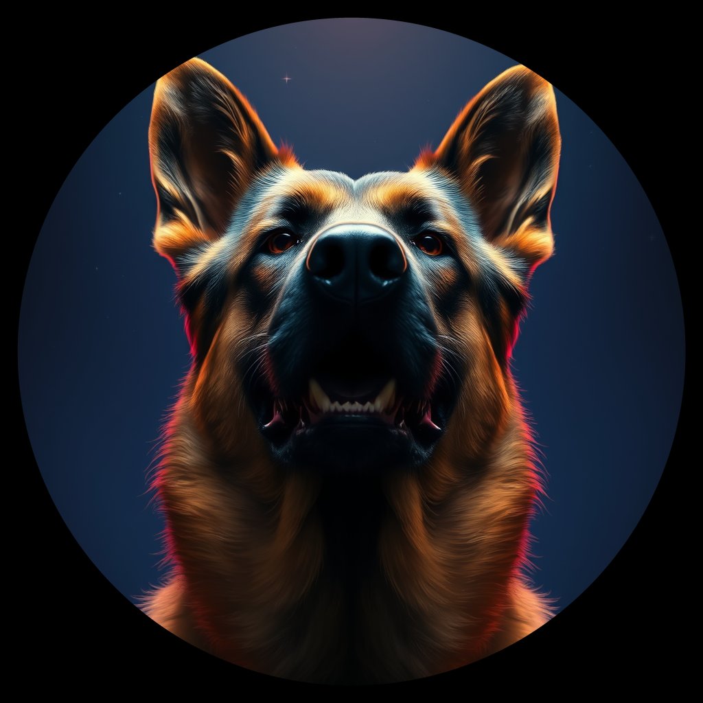 Cosmic medallion portrait of PFZ41E01_PFZ41E01, a German Shepherd