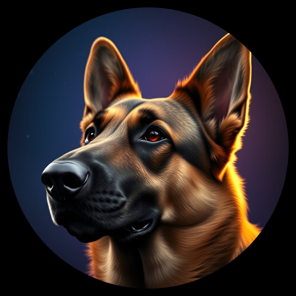 Cosmic medallion portrait of PFZ41E02_PFZ41E02, a German Shepherd