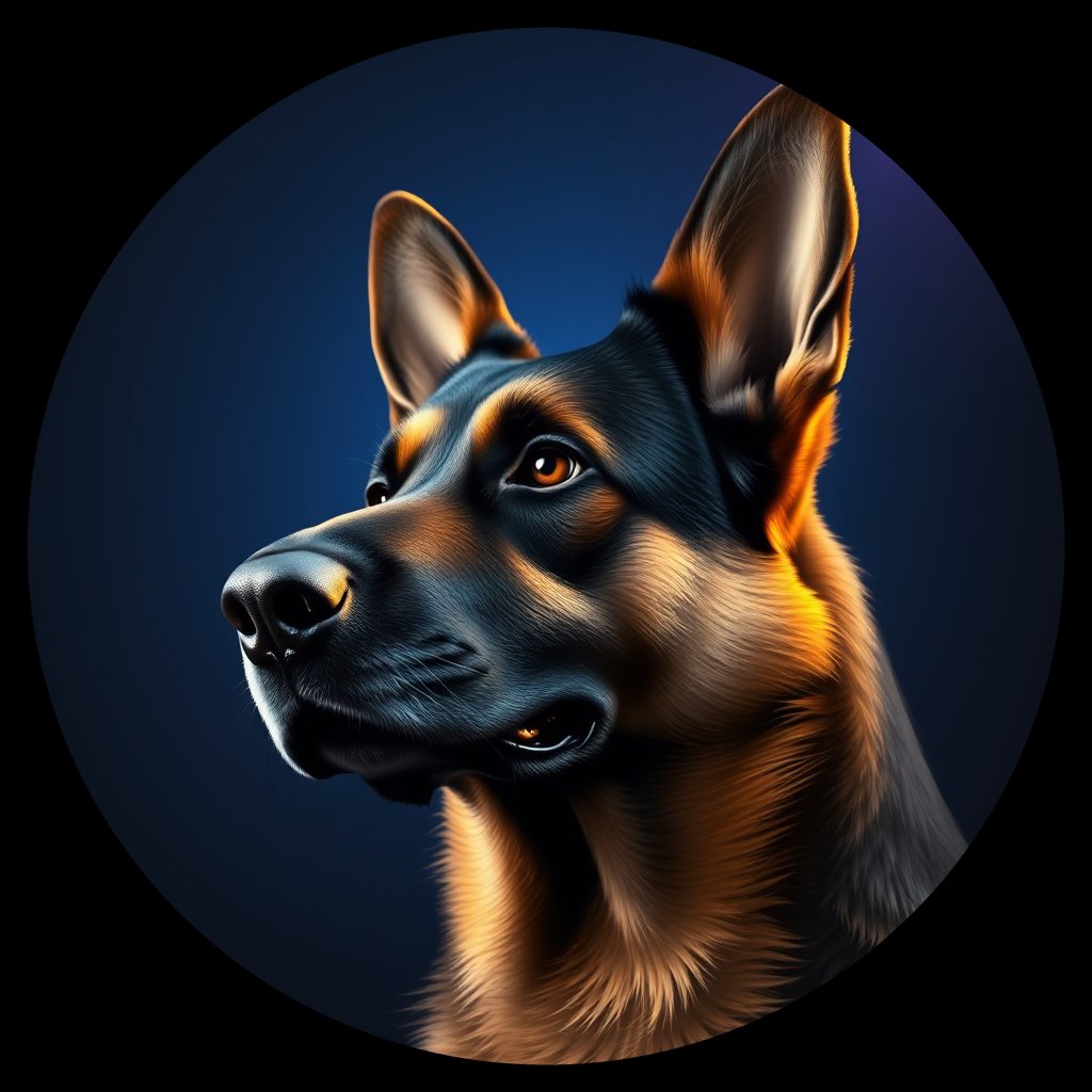 Cosmic medallion portrait of PFZ41E03_PFZ41E03, a German Shepherd