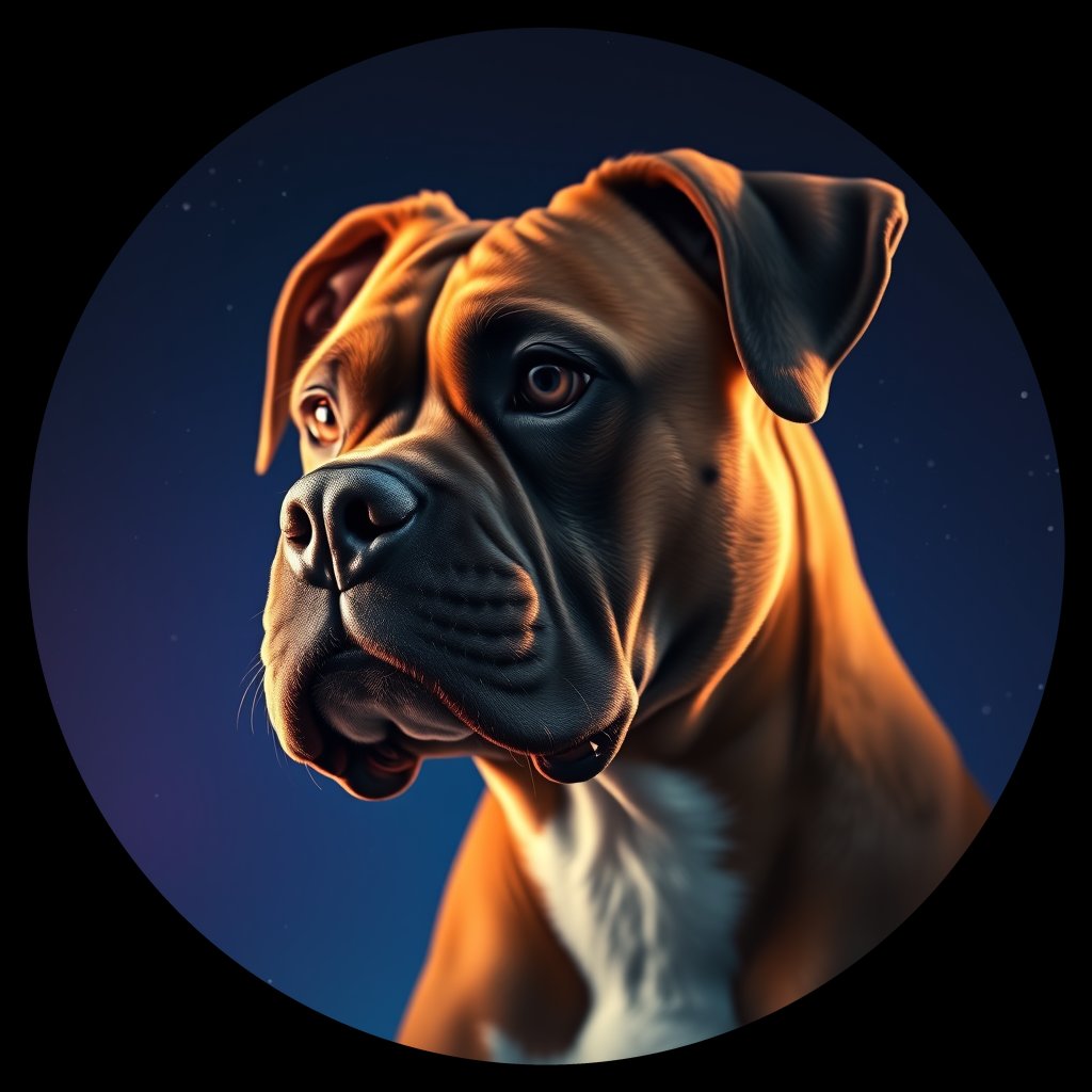 Cosmic medallion portrait of PFZ41E05_PFZ41E05, a Boxer