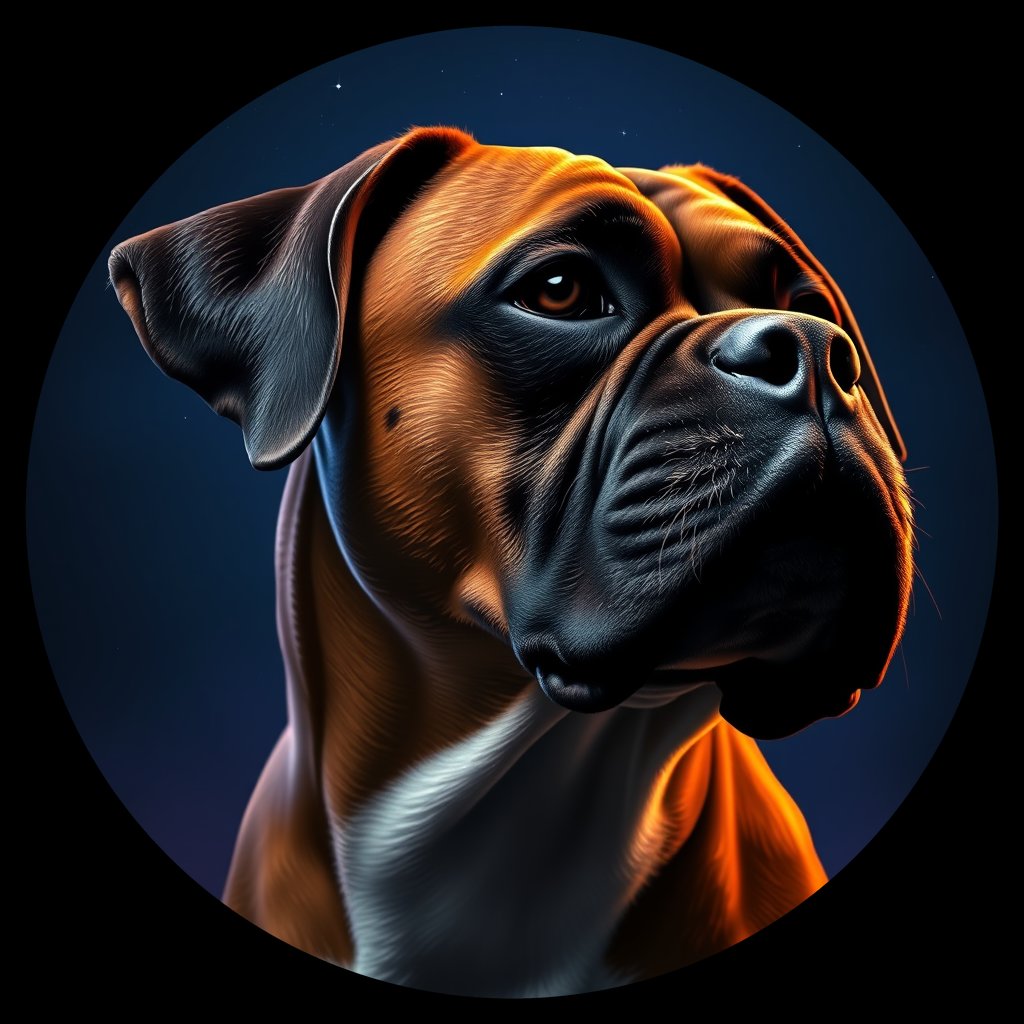 Cosmic medallion portrait of PFZ41E06_PFZ41E06, a Boxer