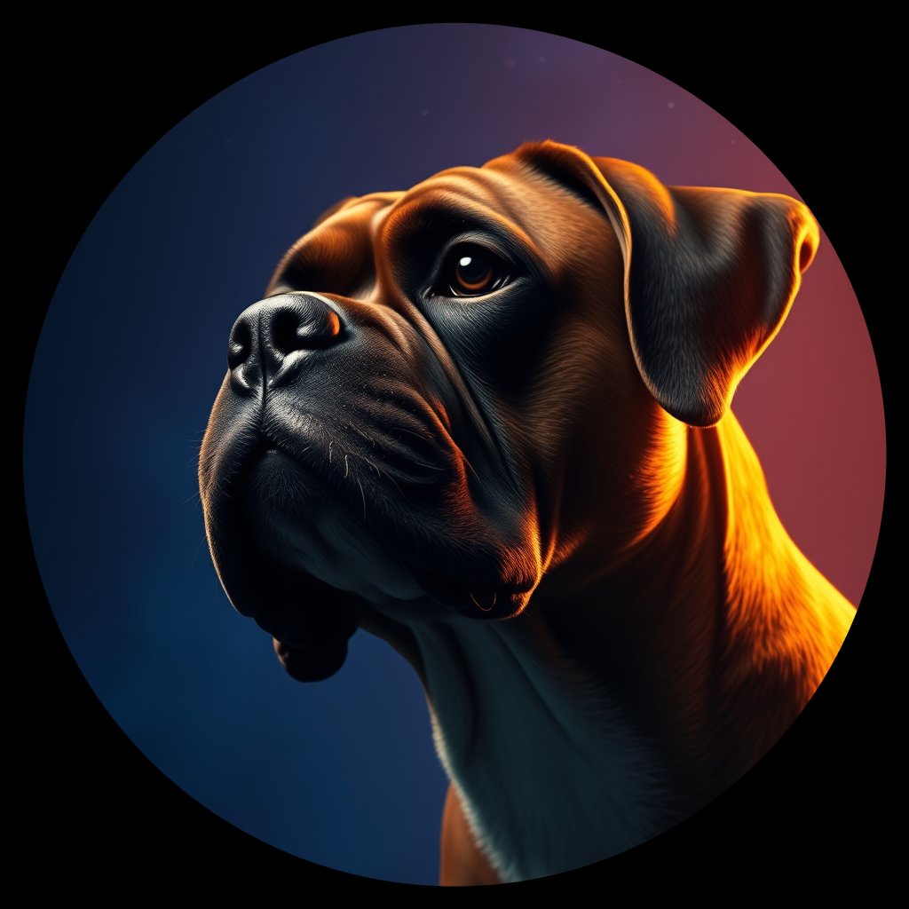 Cosmic medallion portrait of PFZ41E08_PFZ41E08, a Boxer