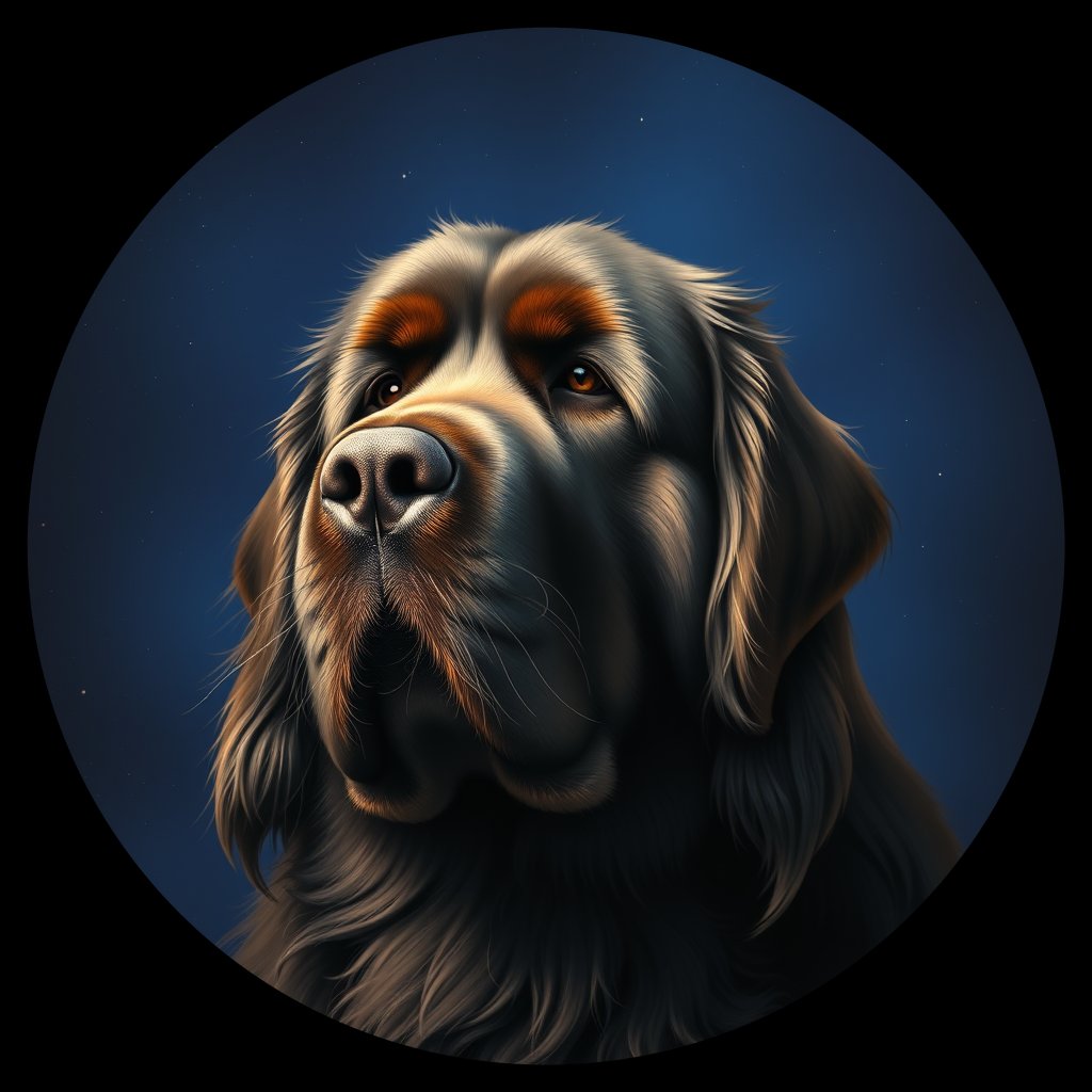 Cosmic medallion portrait of PFZ41E10_PFZ41E10, a Newfoundland