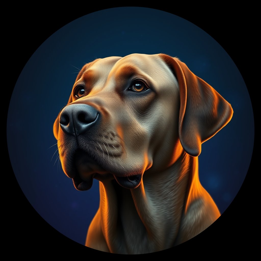 Cosmic medallion portrait of PFZ41E11_PFZ41E11, a Labrador Retriever